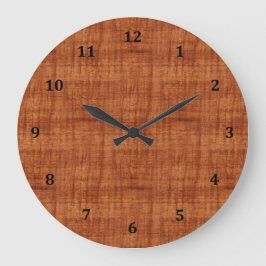 Curly Acacia Holz Grain Look Große Wanduhr