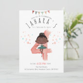 Curly Ballerina 4th Birthday Girl Einladung (Stehend Vorderseite)