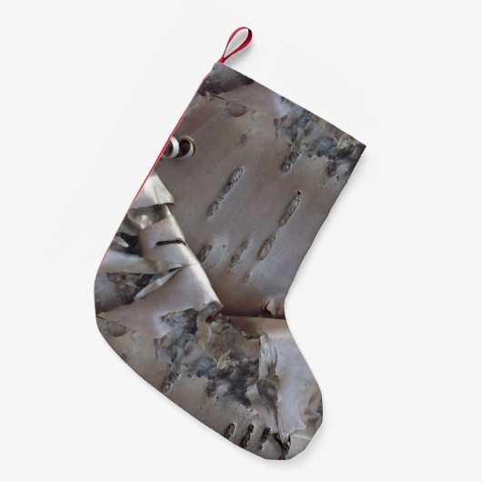 Curly Birch Bark Tree Rustic Kleiner Weihnachtsstrumpf (Vorderansicht (hängend))