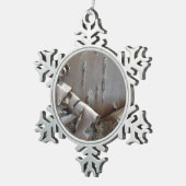 Curly Birch Bark Tree Rustic Schneeflocken Zinn-Ornament (Rechts)