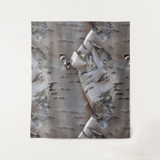 Curly Birch Bark Tree Rustic Wandteppich (Vorderseite)