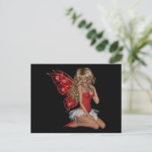 Curly Blond 3D Fairy in Pink Postkarte (Stehend Vorderseite)
