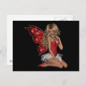 Curly Blond 3D Fairy in Pink Postkarte (Vorne/Hinten)