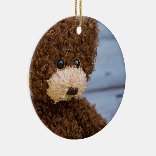 Curly Brown Teddy Bear Keramikornament (Rechts)