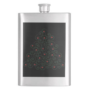 Curly Christmas Tree Black Flachmann