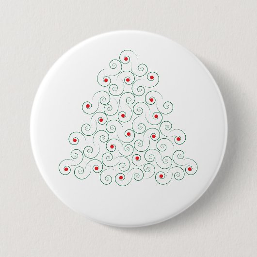 Curly Christmas Tree White Button (Vorderseite)