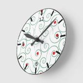 Curly Christmas Tree White Round Clock Runde Wanduhr (Winkel)