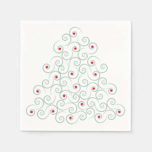 Curly Christmas Tree White Serviette