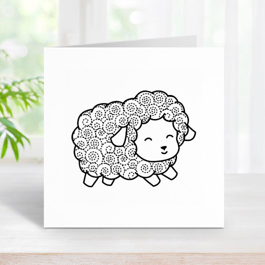 Curly Coat Happy Little Sheep Ewe Gummistempel