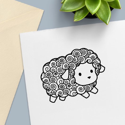 Curly Coat Little Sheep Ewe Permastempel
