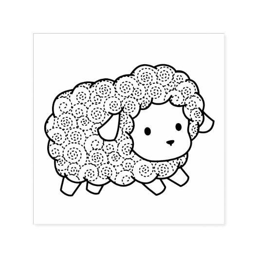 Curly Coat Little Sheep Ewe Permastempel (Design)