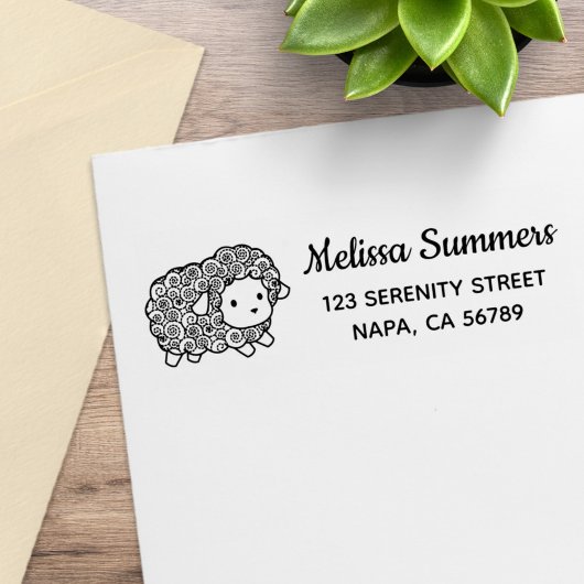 Curly Coat Little Sheep Ewe Return Address Gummistempel