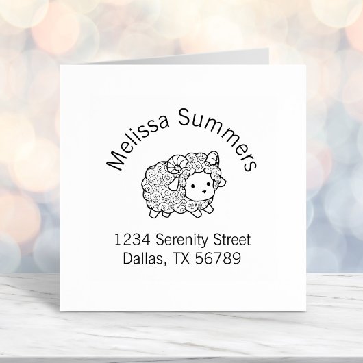 Curly Coat Little Sheep Ram Arch Address Permastempel