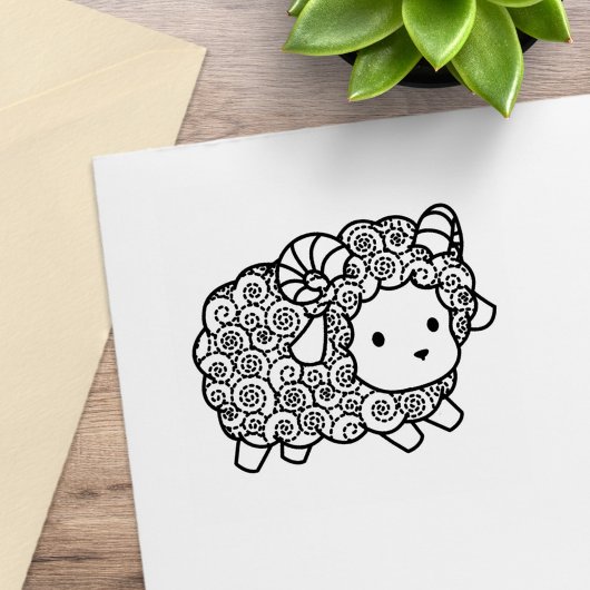 Curly Coat Little Sheep Ram Gummistempel