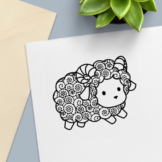 Curly Coat Little Sheep Ram Permastempel