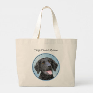 Curly Coated Retriever Malerei Original Dog Art Jumbo Stoffbeutel