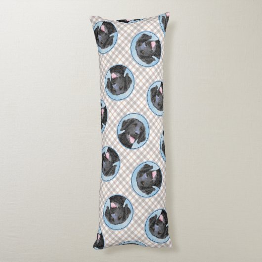 Curly Coated Retriever Malerei Original Dog Art Seitenschläferkissen (Rückseite (Vertikal))