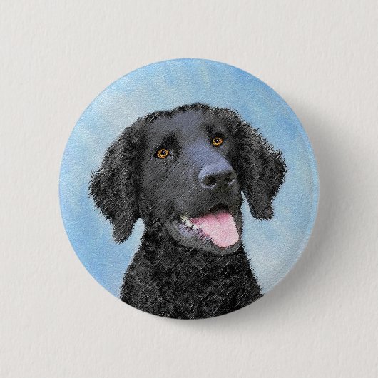 Curly Coated Retriever Painting - Original Dog Art Button (Vorderseite)