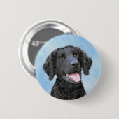 Curly Coated Retriever Painting - Original Dog Art Button (Vorne & Hinten)