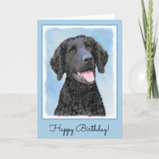 Curly Coated Retriever Painting - Original Dog Art Karte (Vorderseite)