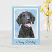 Curly Coated Retriever Painting - Original Dog Art Karte (Gelbe Blume)