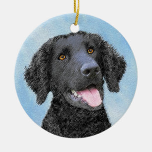 Curly Coated Retriever Painting - Original Dog Art Keramik Ornament