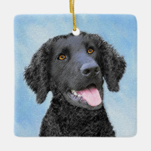 Curly Coated Retriever Painting - Original Dog Art Keramikornament
