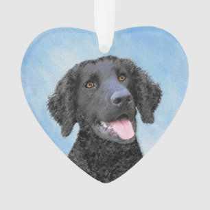 Curly Coated Retriever Painting - Original Dog Art Ornament