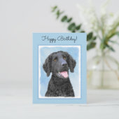 Curly Coated Retriever Painting - Original Dog Art Postkarte (Stehend Vorderseite)