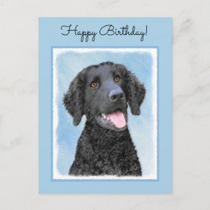 Curly Coated Retriever Painting - Original Dog Art Postkarte