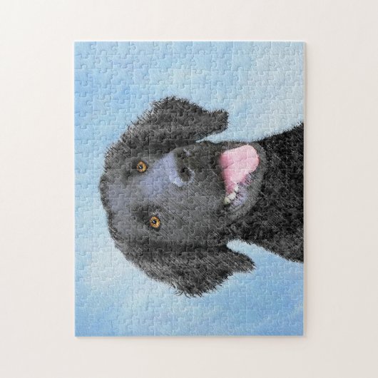 Curly Coated Retriever Painting - Original Dog Art Puzzle (Vertikal)