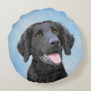 Curly Coated Retriever Painting - Original Dog Art Rundes Kissen