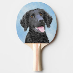 Curly Coated Retriever Painting - Original Dog Art Tischtennis Schläger