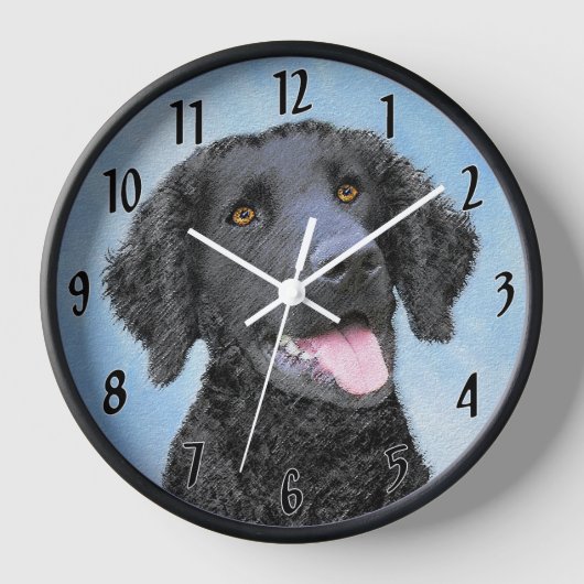 Curly Coated Retriever Painting - Original Dog Art Uhr (Vorderseite)