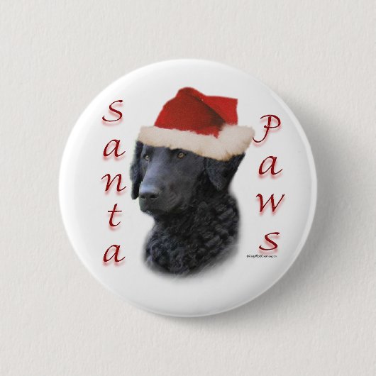 Curly Coated Retriever Santa Paws Button (Vorderseite)
