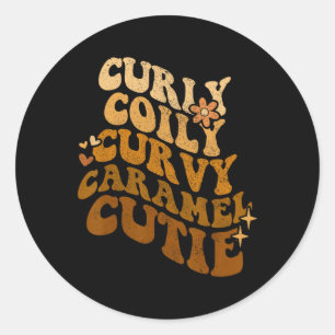 Curly Coily Curvy Caramel Süsse Afro Black Hair Me Runder Aufkleber