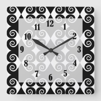 Curly Diamond Pattern Quadratische Wanduhr
