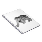 Curly Dog Notebook – Lying Pose in Black & White Notizblock (Rechte Seite)