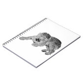 Curly Dog Notebook – Lying Pose in Black & White Notizblock (Linke Seite)