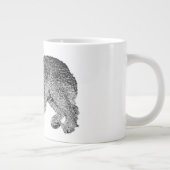 Curly Dog Portrait Mug – Lying Pose in Black & Whi Jumbo-Tasse (Rechts)
