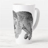 Curly Dog Portrait Mug – Lying Pose in Black & Whi Milchtasse (Rechte Ecke)