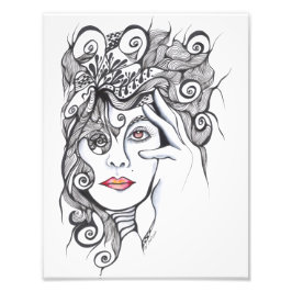 Curly-Frisur Girl-Portrait Fotodruck