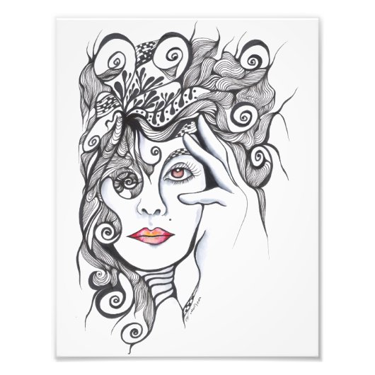 Curly-Frisur Girl-Portrait Fotodruck (Vorne)