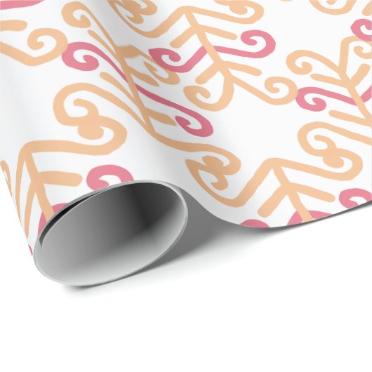Curly Frond in Pink and Orange Geschenkpapier (Rolleneckpunkt)