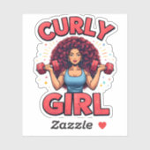 Curly Girl Hair Goals -Pink Gym Fitness Motivation Aufkleber (Blatt)