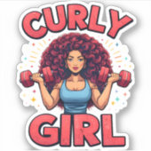 Curly Girl Hair Goals -Pink Gym Fitness Motivation Aufkleber (Vorderseite)