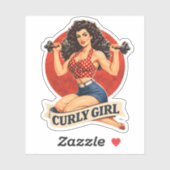 Curly Girl Weightlifting Hair Pin-Up Retro Gym Art Aufkleber (Blatt)