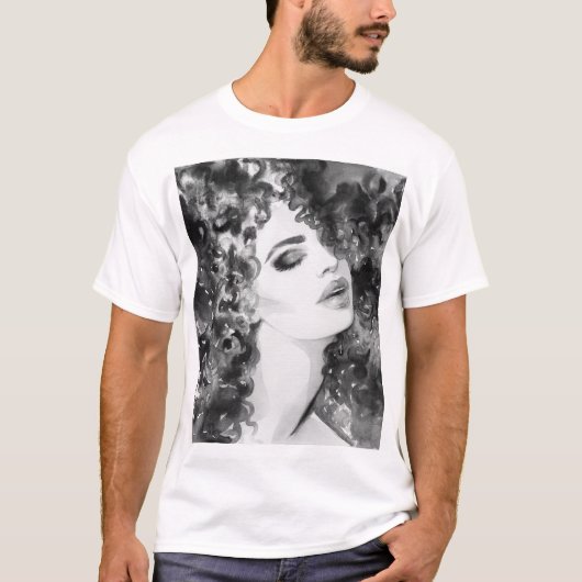 Curly Grace: Aquarellfarben T-Shirt (Vorderseite)