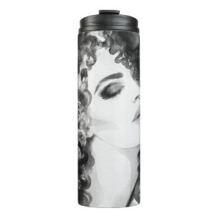 Curly Grace: Aquarellfarben Thermosbecher
