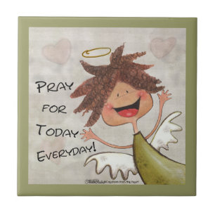 Curly Hahaarig Angel-Beten für Heute, jeden Tag! Fliese